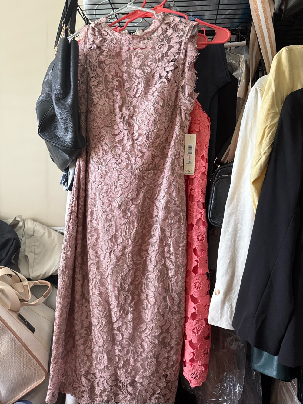 Eliza J Dusty Rose Sleeveless Lace Sheath Dress